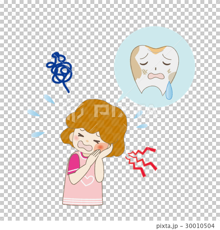 图库插图: 牙刷女孩哭脸