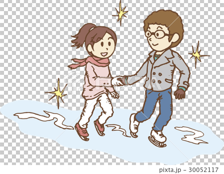 图库插图: 夫妇滑冰
