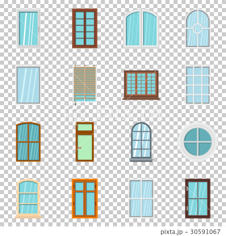 Plastic Window Forms Icons Set Flat Style Stock Illustration