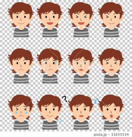 插图素材: 男性的面部表情集