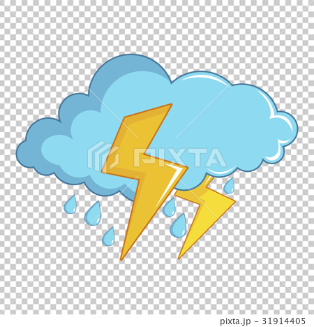 插图素材: blue cloud with lightnings and rain icon