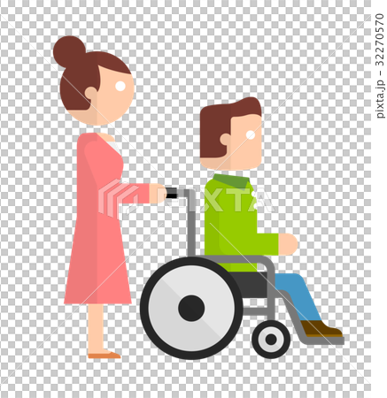 图库插图: 按轮椅的妇女