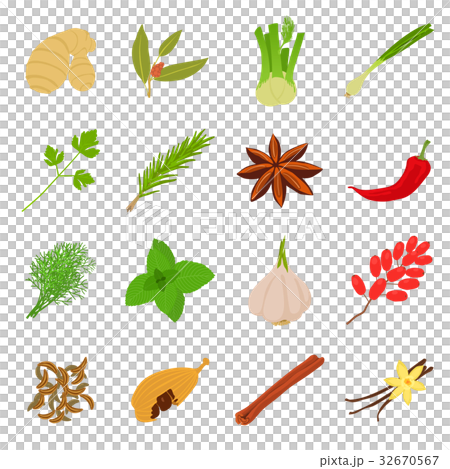 Spices Icons Set Cartoon Style Stock Illustration 32670567 PIXTA