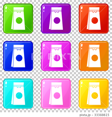 Tea Packed In A Paper Bag Icons Set Pixta