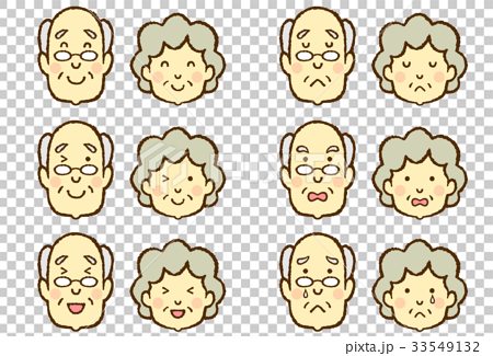 插图素材: 面部表情 表情 老人