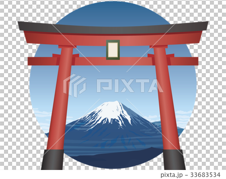 日本风景 山梨 富士山 插图 富士山和鸟居 首页 插图 日本风景 山梨