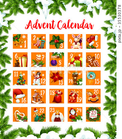 Christmas advent month days calendar vector designのイラスト素材 35530378