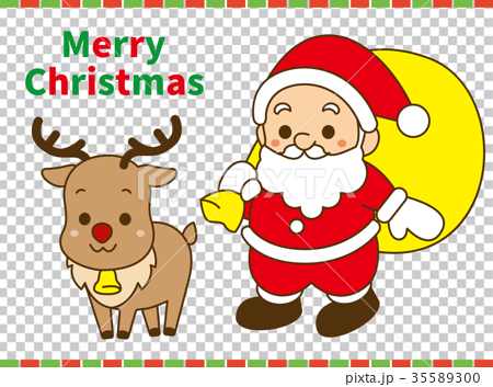 图库插图: 圣诞老人和驯鹿