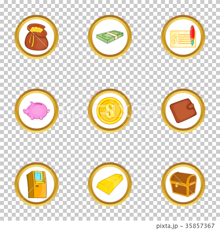 插图素材: money banking icon set, cartoon style