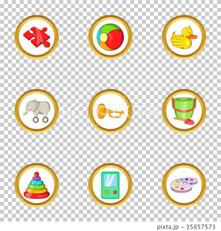 插图素材: baby toy icon set, cartoon style