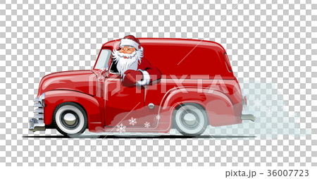 插图素材: cartoon retro christmas van