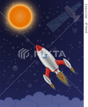 space rocket retro spaceship vector illustrationのイラスト素材 36234943 PIXTA