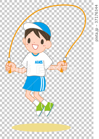 图库插图: 一个跳绳的男孩