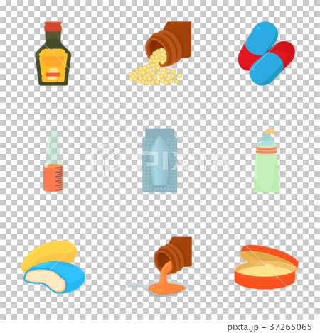 Medicament Icons Set Cartoon Style Stock Illustration 37265065 PIXTA