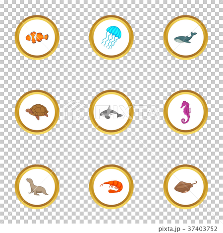 Marine Fauna Icons Set Cartoon Style Stock Illustration 37403752