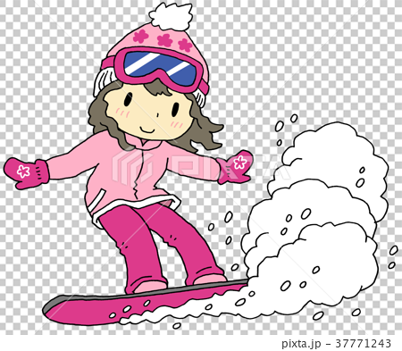 图库插图: 单板滑雪的女孩