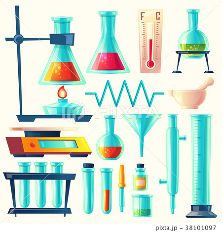 Vector cartoon laboratory equipment glassware setのイラスト素材 38101097