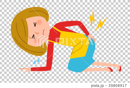 插图素材: 在围裙的妇女背部疼痛