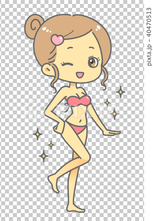 插图素材: 泳装女孩闪光风格