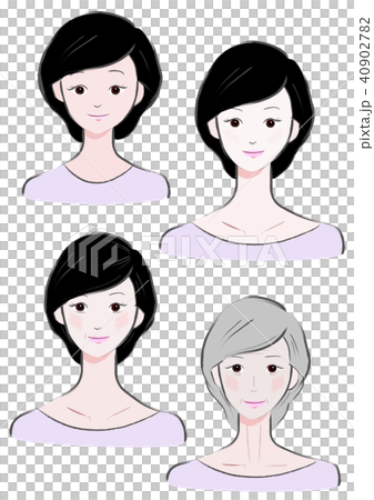 插图素材: 女性上半身前排