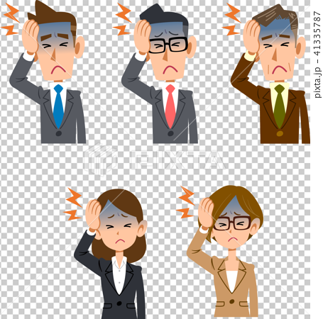 图库插图: 办公室工作人员的男性和女性头痛