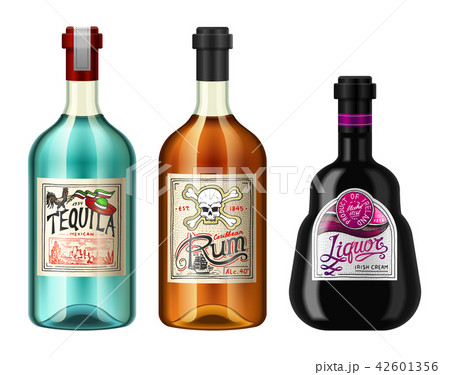 Alcohol drinks in a bottle with different のイラスト素材 42601356 PIXTA