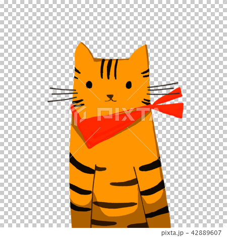 插图素材: 虎猫和红色头巾 查看全部
