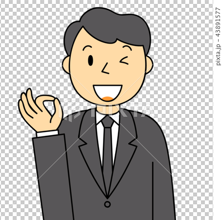 图库插图: 人黑色西装男性ok姿势哀悼的衣服