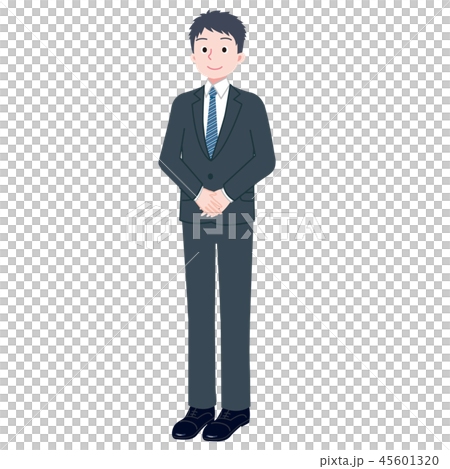 插图素材: 办公室工作服西装男斜