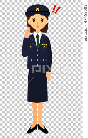 图库插图 惊讶的脸女警官全身