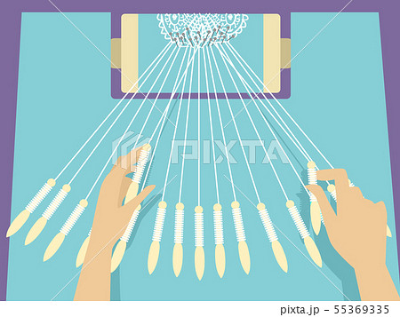 Hands Bobbin Lace Making Illustration Pixta