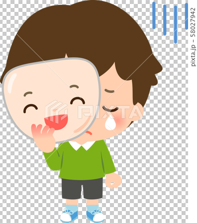 首页 插图 姿势/表情/动作 表情 笑/笑脸 带著微笑的面具哭泣的男孩