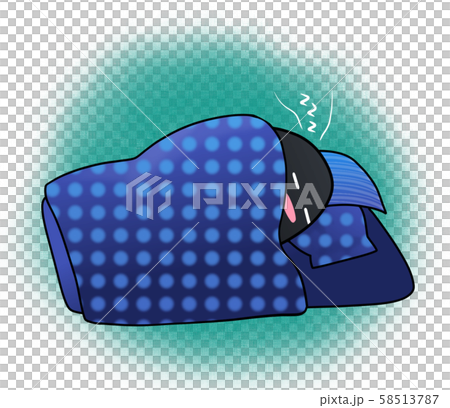 插图素材: 在米饼中侧身睡觉的企鹅