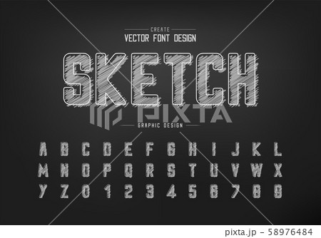 Chalk Font And Round Alphabet Vector Hand Draw Pixta