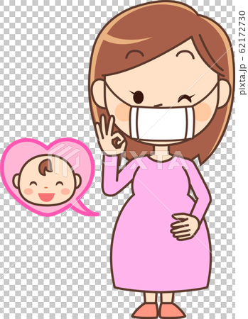 插图素材: 孕妇带著面具和微笑的婴儿 查看全部