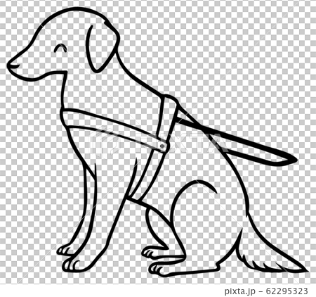 插图素材: 一条简单的导盲犬的插图(好心情)(仅线条)