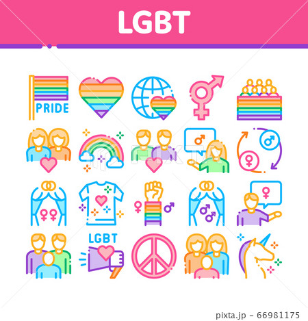 Lgbt Homosexual Gay Collection Icons Set Vector Pixta