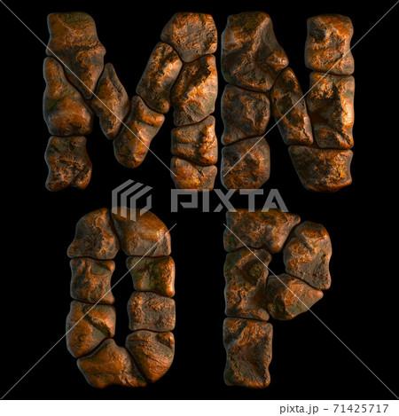 Set Of Rocky Letters M N O P Font Of Stone Pixta