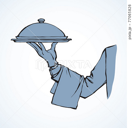 Hand Of Waiter With Dish Vector Drawing Pixta