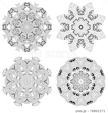 Hand Drawn Zentangle Set Of Mandalas For Pixta