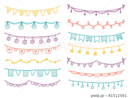 Party garland set with flag bunting pennant のイラスト素材 81512561 PIXTA