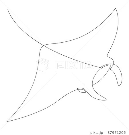 Manta Ray Or Stingray Illustration Drawn By One