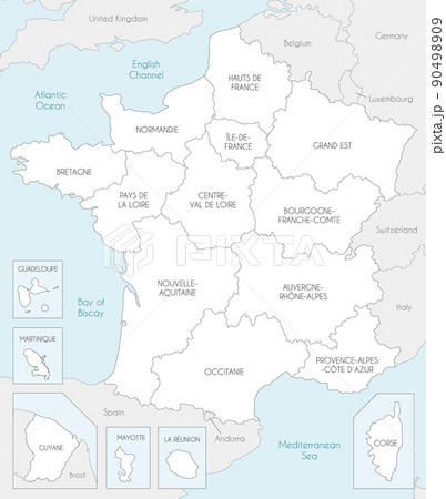 Vector map of France with regions and のイラスト素材 PIXTA