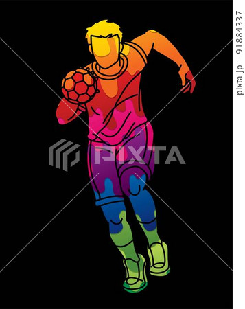 Graffiti Handball Sport Male Player Action のイラスト素材 91884337 PIXTA