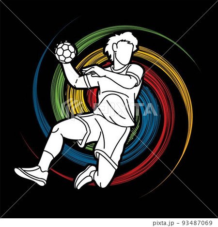 Handball Sport Male Player Action Cartoon Pixta