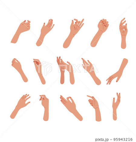 Set of Hand gestures in different positions のイラスト素材 95943216 PIXTA