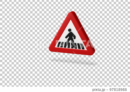 Traffic Sign 3d Render Pedestrian Crossing Stock Illustration