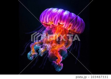 The Beautiful jelly fish in the water with Ai のイラスト素材 103487331 PIXTA