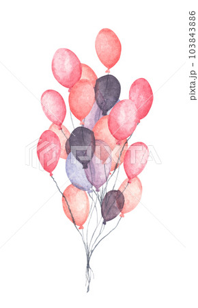 Watercolor Air Balloons Hand Drawn Pack Of Pixta