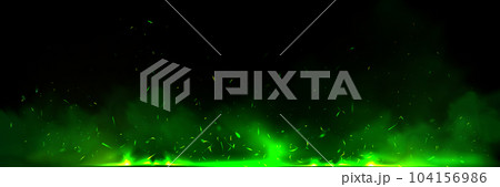 Green Fire Effect Overlay With Ember And Smoke Pixta